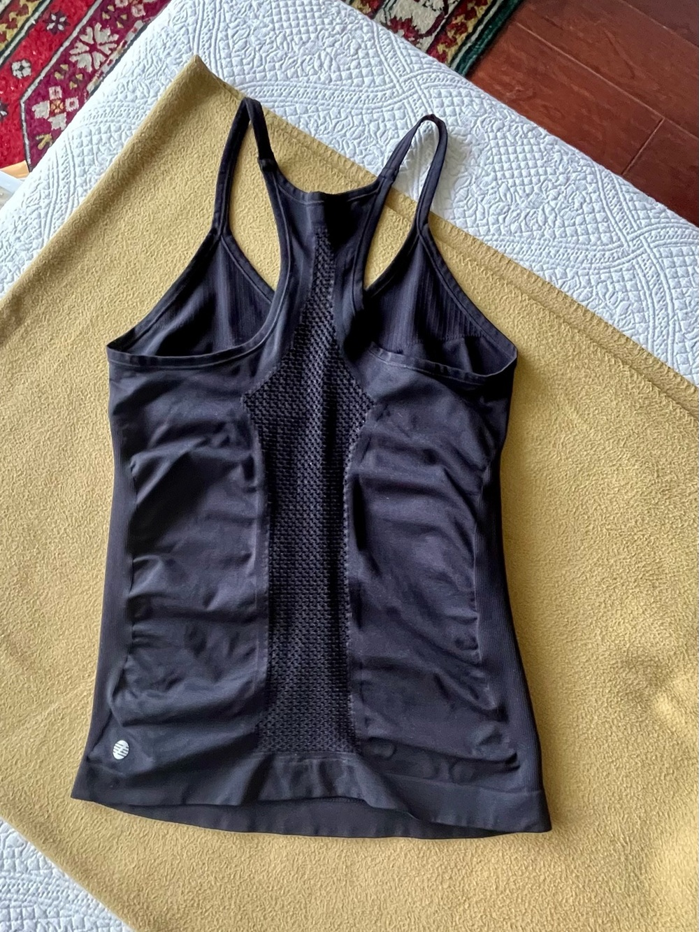 Zella Black Racerback Tank Top with Mesh Detail